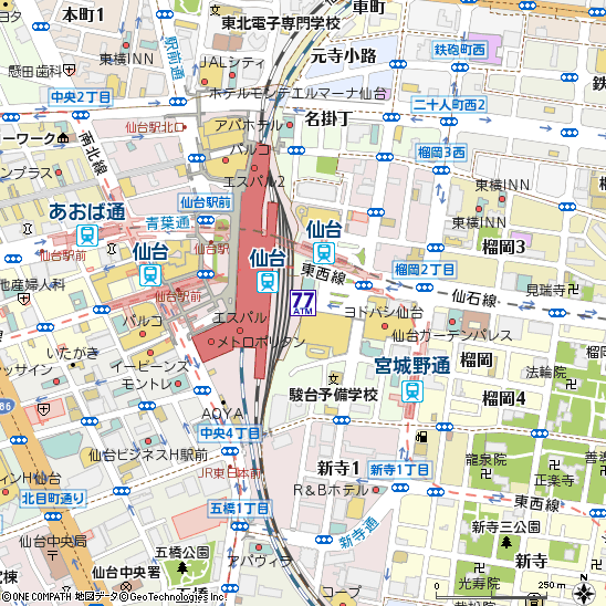 エスパル仙台東館付近の地図